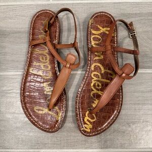 Sam Edelman Brown Thong Sandals with T-Strap Design